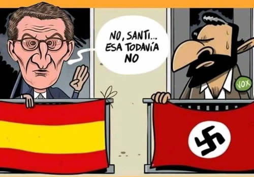 Caricatura de Feijoo con Abascal